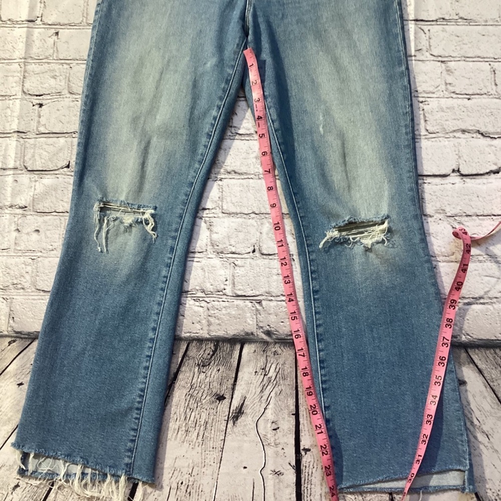 Mother The Insider Crop Step Fray Jeans Thrilling Shots Blue Distressed Size 31 - Picture 5 of 8